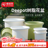 爱丽思（IRIS）Deepot花盆加厚树脂控根圆口绿萝绣球蔷薇月季塑料花盆 8号浅绿色(口径约26.6cm)无盆托
