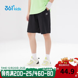361°儿童短裤夏季男女童3-12岁透气运动裤梭织五分裤 黑 140