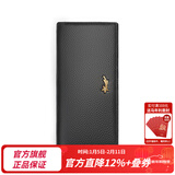 稻草人（MEXICAN）头层牛皮竖款横款钱包女折叠简约女士钱包实用新年礼物送女生 黑色长款