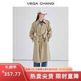 VEGA CHANG风衣女中长款2026春季知识分子大衣小个子英伦风外套 摩卡棕 M