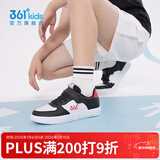 361°童鞋儿童小白鞋男女童板鞋新款小童中大童运动鞋轻便魔术贴 361度白/碳黑/能量红色 36