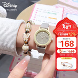 迪士尼（Disney）手表女简约小圆盘带日历石英表初高中学生女孩防水手表新年礼物