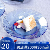 多莱斯 多莱斯进口钢化玻璃餐盘欧式餐盘意面牛排盘家用菜盘盘子饺子盘 浅蓝色*1花纹款【23.5cm】