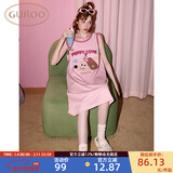 果壳（Gukoo）睡裙女士夏季睡衣女无袖防走光无袖纯棉可外穿运动风连衣裙B 粉色小狗背心裙 L