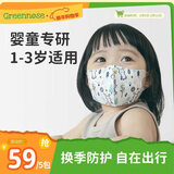 绿鼻子（green nose）儿童口罩 婴儿宝宝流感防护用品 萌萌兔 小童5片【1-3岁适用】