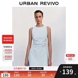 UR2025春季新款女摩登气质褶皱收腰显瘦无袖连衣裙UYY750030 淡蓝 S