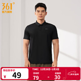 361°运动翻领t恤2025年春夏季新款休闲透气短袖情侣POLO衫开学季 【男款】超级黑 3XL