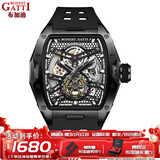 布加迪（BONEST GATTI）德国手表男士自动机械表镂空运动防水腕表新年情人节礼物送男友 BG5502-A1黑壳黑面黑胶带