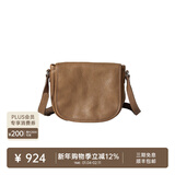 裘真头层植鞣牛皮休闲马鞍包复古简约单肩斜挎包女真皮小包 大象灰