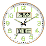 钟小白挂钟客厅钟表2025新款万年历石英钟表挂墙时钟免打孔温湿度家用表