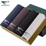 七匹狼男士内裤 男平角裤棉氨透气打底裤青年潮短裤头弹力棉内裤 四条礼盒装 4条 XL (175推荐体重120-140斤)