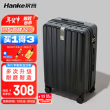 汉客行李箱男拉杆箱女登机箱镇店之宝双层拉链密码箱子旅行箱20英寸黑