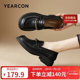 意尔康小皮鞋女英伦风厚底增高舒适乐福鞋25春款 49861W 黑色3 36