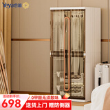 也雅衣物收纳柜 加高加大双开门儿童衣柜储物柜简易衣柜家用0甲醛 D2【1米42高】 挂衣+2收纳篮