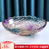 花语四季欧式创意水果盘客厅茶几家用套装零食盘水晶玻璃轻奢描金果斗大号 彩色果斗