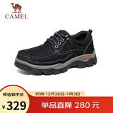 骆驼（CAMEL）磨砂牛皮男士工装大头休闲皮鞋 G13A307163 黑色 44 