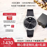 EMPORIO ARMANI手表男士 简约商务风皮带石英欧美表生日圣诞礼物送男友AR2500