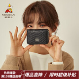 稻草人（MEXICAN）头层牛皮卡包女时尚多卡位大容量短款零钱包实用银行卡袋拉链款 黑色