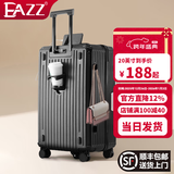 EAZZ【5轮承重+轻便加大容量】行李箱女拉杆箱男旅行箱学生密码皮箱子 新增USB充电口+杯架+挂钩黑色 20英寸 ｜四轮常规55分登机箱