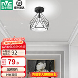 雷士（NVC）过道灯led玄关灯 北欧创意时尚水晶卧室餐厅灯过道走廊衣帽间门厅 胧月哑黑 镂空鸟巢-赠三色光源