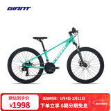 捷安特（GIANT）XTC 24-D 2铝合金24寸21速碟刹青少年变速山地自行车 消光凯利绿 24×12 建议130-150cm