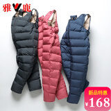雅鹿2025新款儿童羽绒背带裤外穿婴幼儿宝宝幼童加厚连体裤保暖羽绒裤 藏蓝色 120