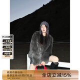 付智恩【精英衣橱】芦苇花 芬兰进口狐狸毛典雅轻盈年轻感圆领皮草外套 深灰绿 M