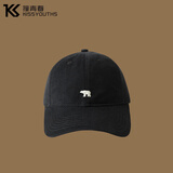 撞青春高档棒球帽子男士春夏季潮牌户外休闲遮阳防晒帽鸭舌帽女运动男帽 黑色【北极熊】 均码 55-60cm