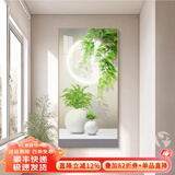墨派（Mopai）玄关装饰画竖版现代简约走廊过道背景墙壁画入户轻奢挂画免打孔 多叶多财 80*160cm晶瓷+铝合金边框
