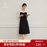 独束【束型系列】大码郁金裙双版型拼接连衣裙女新款显瘦气质裙子 常规梨形- M (尺码：1) 拍前和客服确认尺码