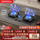 欧派（OPPEIN）燃气灶煤气灶70%热效率国家补贴天然气大面板液化气猛火灶磨砂面板双灶嵌入式台式两用 【780面板】70%热效率-双灶定时-JJX61 天然气