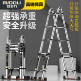 镁多力（midoli）伸缩梯子家用折叠梯铝合金加厚人字梯工程梯多功能2.9=直梯5.8米