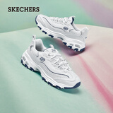 斯凯奇（Skechers）小白熊老爹鞋秋季女鞋熊猫鞋厚底增高休闲鞋男女鞋99999863 白色/海军蓝色/WNV 37
