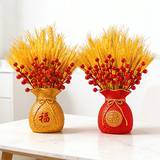 金日满【一对装】乔迁之喜麦穗摆件发财果福桶年宵花国庆中秋节生日礼物 麦穗+发财果+福瓶