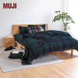 MUJI 棉法兰绒被套 家纺被罩单件被单纯棉冬季加绒全棉 绿色格纹 双人用 200cm*230cm 被芯用