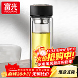 富光 男女士双层玻璃杯 水杯 支持团购定制 304杯子泡茶杯400ML黑