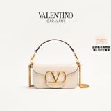 华伦天奴VALENTINO[礼物]女士 LOCO 小号牛皮革手袋链条包 清澈白 均码