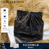 CHARLES&KEITH子母链条大容量流浪包托特包单肩斜挎包女包新年礼物CK2-40671449 【L号】Black黑色 L