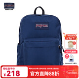 JANSPORT杰斯伯书包轻便双肩包男女旅行包简约背包电脑包学生校园 4QUT003海军蓝/藏青色-侧边袋