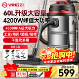 扬子吸尘器工业商用洗车用酒店装修峰值4200W大功率工厂车间吸尘机大吸力60L商用大容量
