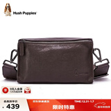 暇步士（Hush Puppies）男士单肩包斜挎包新款时尚户外通勤真皮邮差包牛皮小背包送男友 咖色HA-2011708W-5010