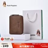 暇步士（Hush Puppies）卡包真皮零钱包男士证件夹风琴式拉链卡片包名片夹礼物送男友 卡其色HC-1811046W-2415