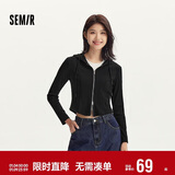 森马（Semir）外套女短款修身显瘦上衣秋装正肩连帽针织夹克通勤101524108005