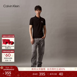 Calvin KleinJeans夏季男士商务休闲通勤ck翻领字母印花透气短袖T恤POLO衫 BEH-黑色 S （建议110-130斤）