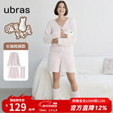 ubras【虞书欣同款】兔绒绒开襟家居服套装厚款女加绒睡衣冬季女 【长袖短裤套装】粉晨色 M
