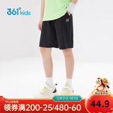 361°儿童短裤夏季男女童3-12岁透气运动裤梭织五分裤 黑 170