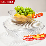 拜杰水果盘零食盘家用果盘客厅干果盘托盘糖果坚果盘透明白2只装