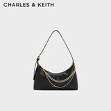CHARLES&KEITH柔软拉链式褶皱单肩包腋下包生日礼物送女友CK2-40782472