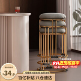 安尔雅凳子家用可叠放小凳子板凳矮凳餐桌圆凳带脚垫六腿厚坐垫 灰绒布