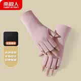 南极人半指手套女冬季保暖开车加绒防风半截露指女士手套N2E3X871812 粉